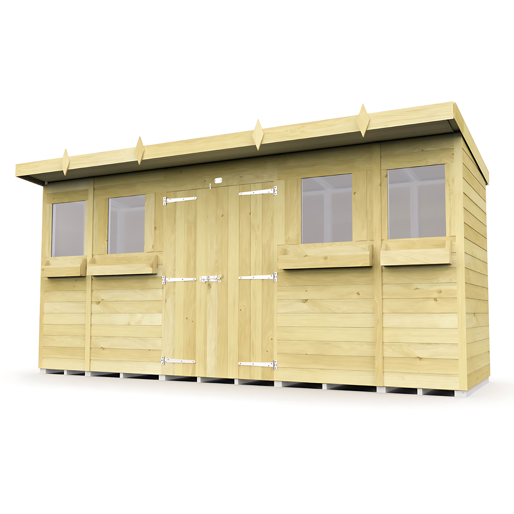 4ft x 14ft Pent Summer Shed