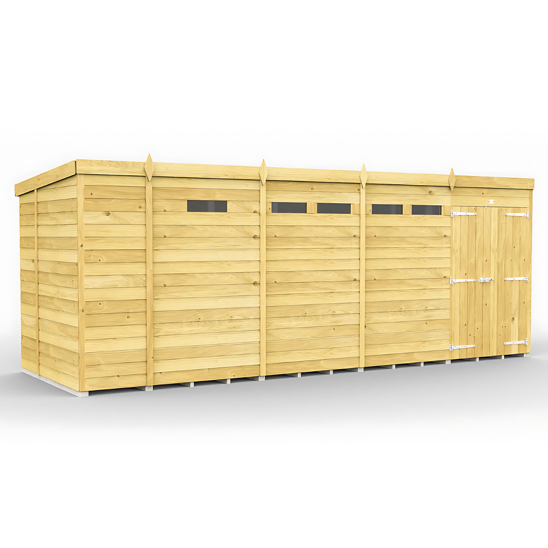 6ft x 17ft Pent Security Shed