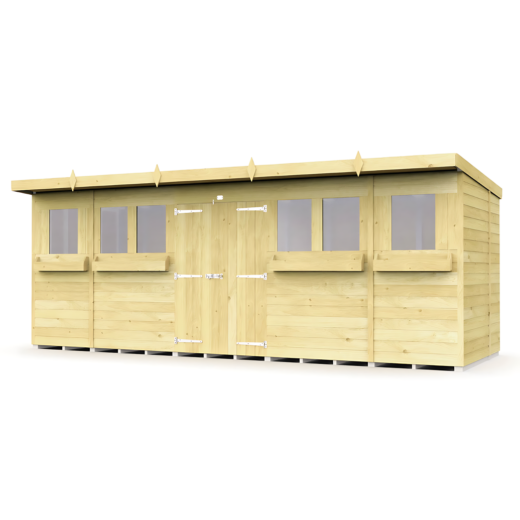 7ft x 18ft Pent Summer Shed