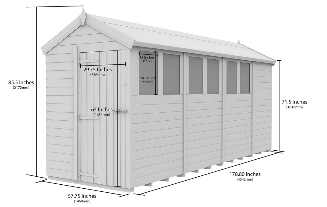 image 5ft x 15ft Apex Security Shed