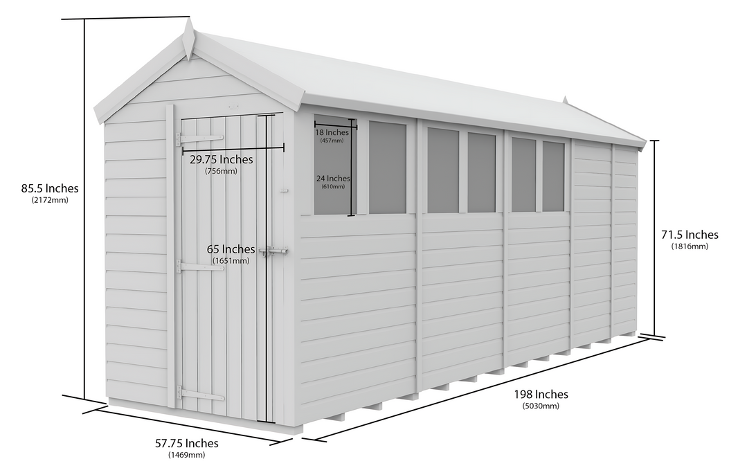 image 5ft x 17ft Apex Security Shed