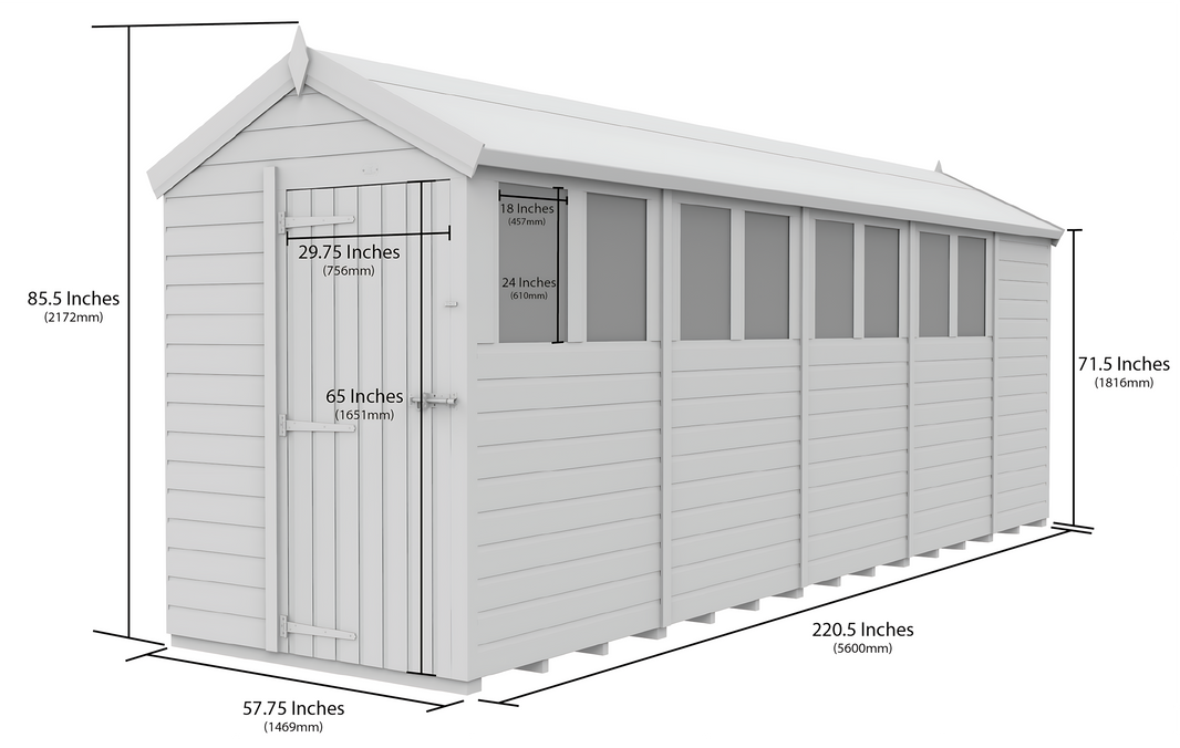 image 5ft x 19ft Apex Security Shed