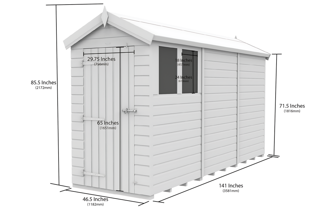 image 4ft x 12ft Apex Security Shed