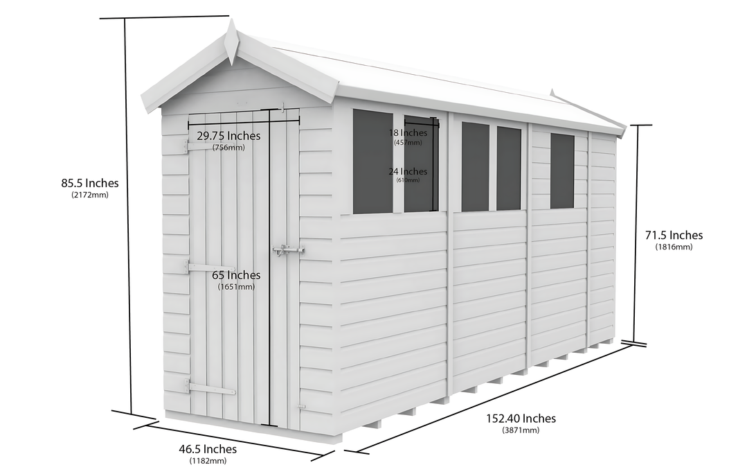 image 4ft x 13ft Apex Security Shed