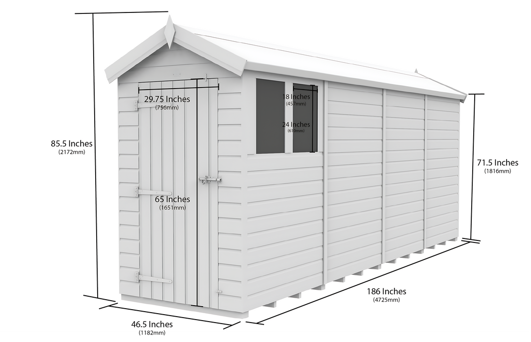 image 4ft x 16ft Apex Shed