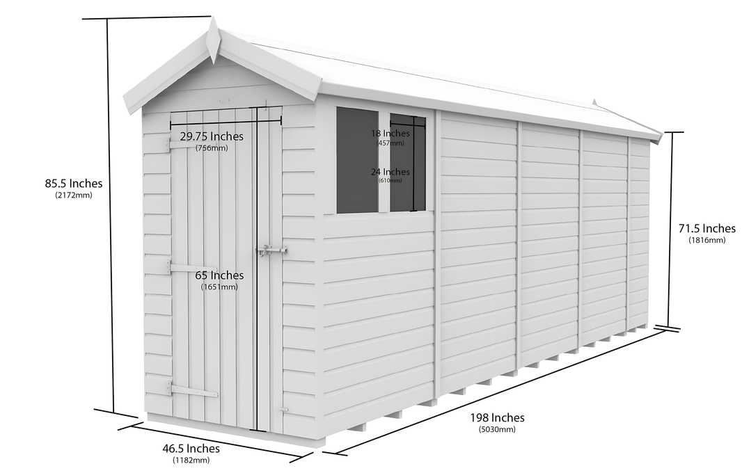 image 4ft x 17ft Apex Shed