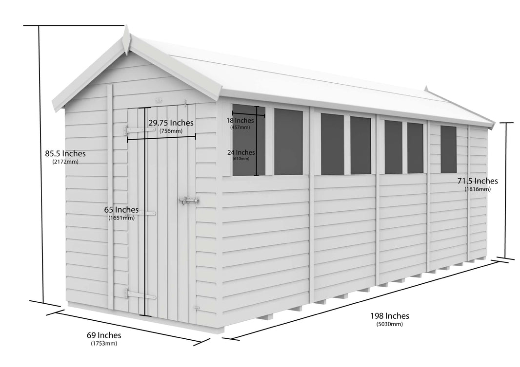 image 6ft x 17ft Apex Security Shed