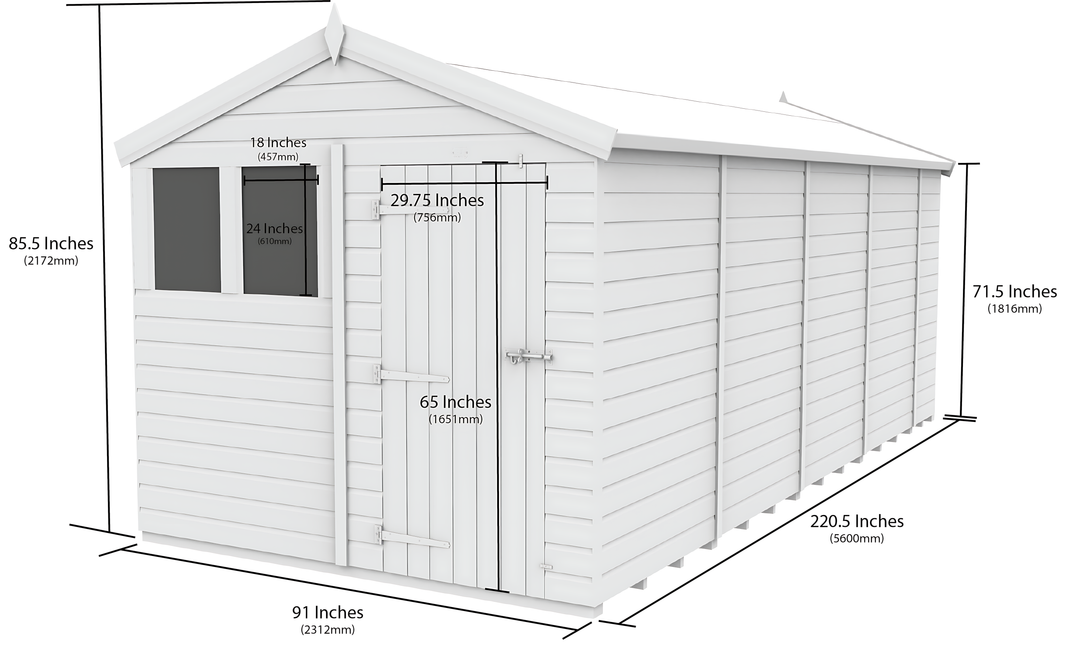 image 8ft x 19ft Apex Shed