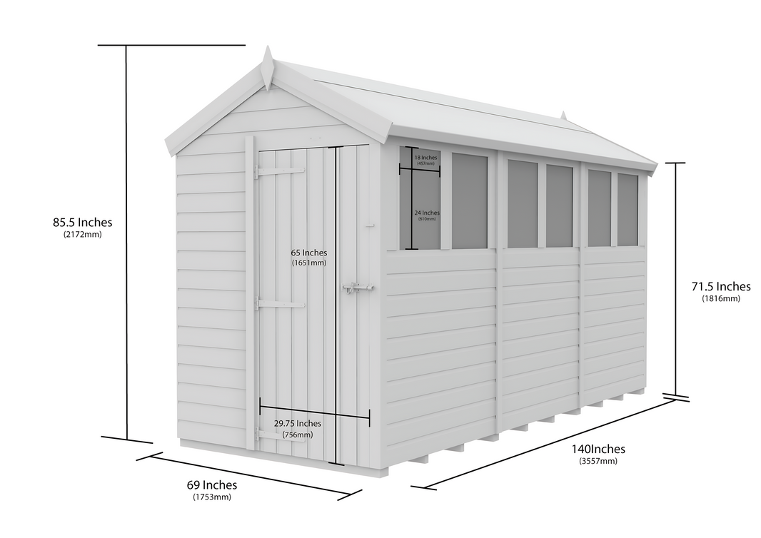 image 5ft x 12ft Apex Security Shed