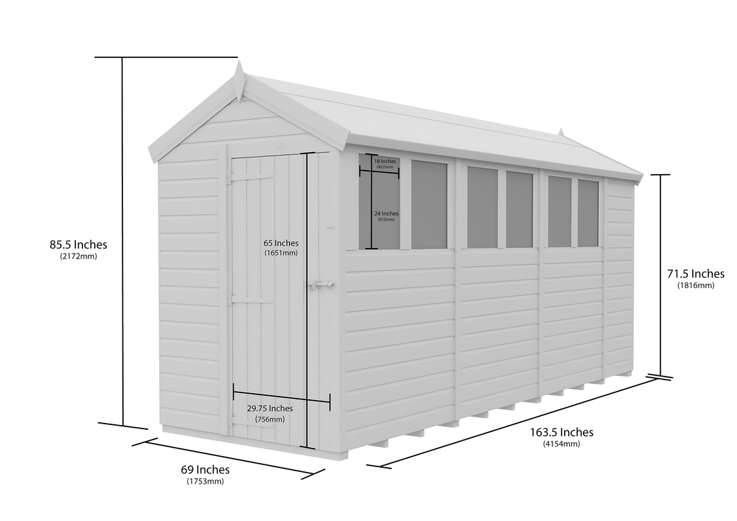 image 5ft x 14ft Apex Security Shed