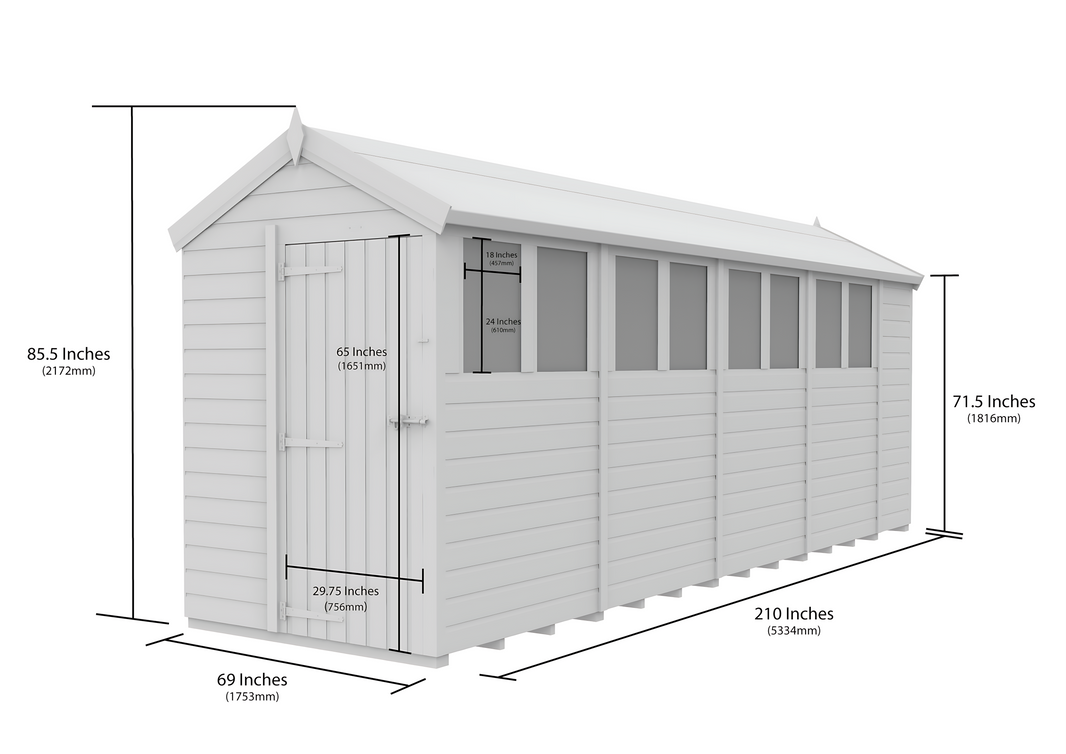 image 5ft x 18ft Apex Security Shed