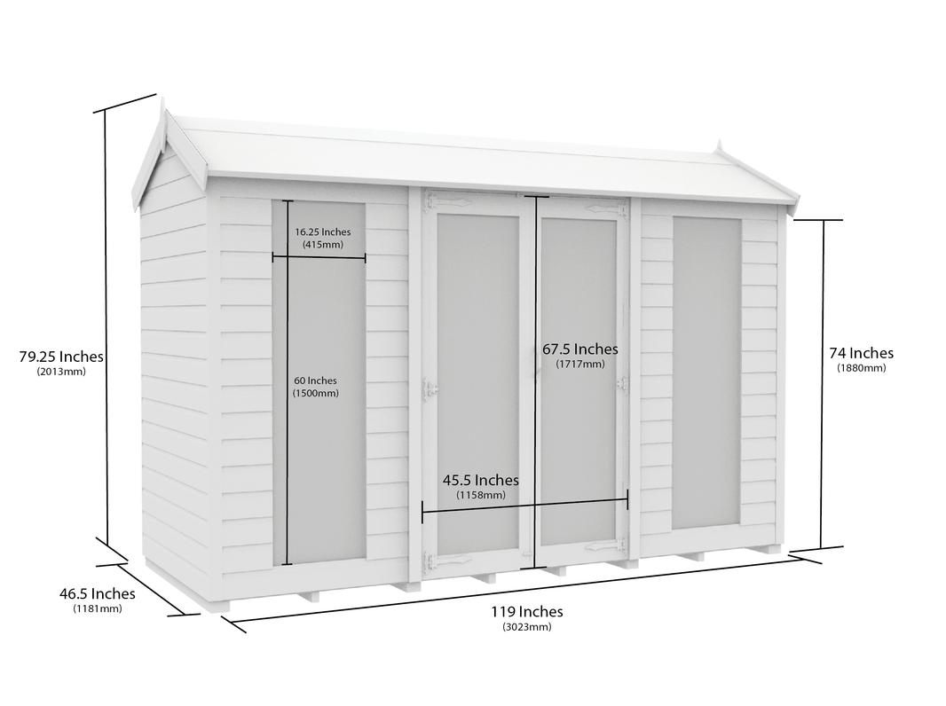 image 4ft x 12ft Apex Summer House (Full Height Window)