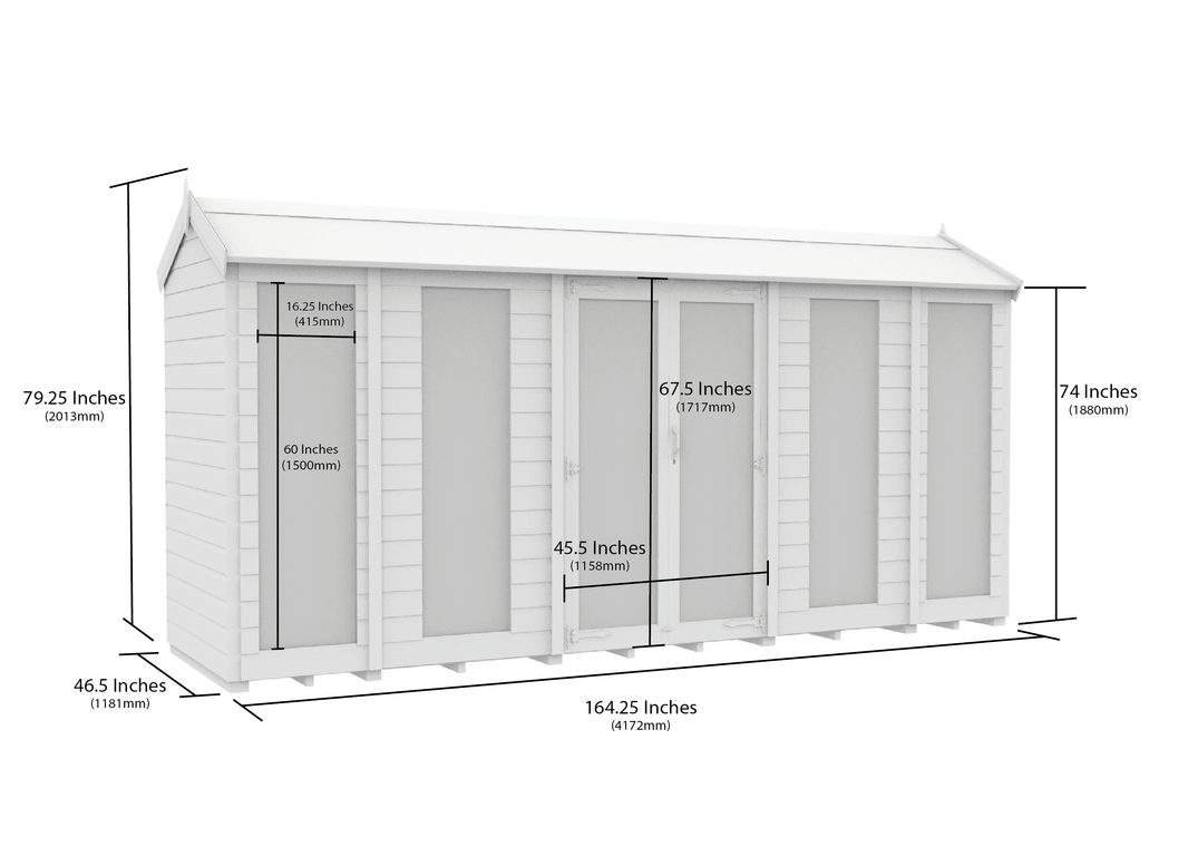 image 4ft x 14ft Apex Summer House (Full Height Window)