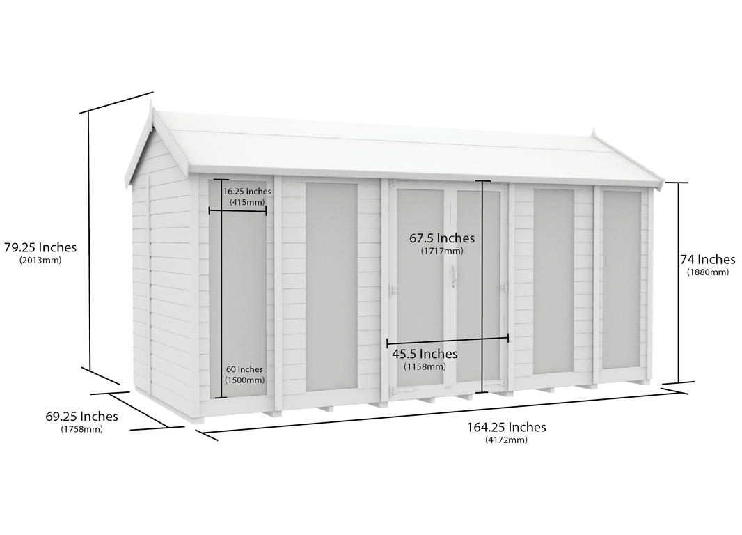 image 6ft x 14ft Apex Summer House (Full Height Window)