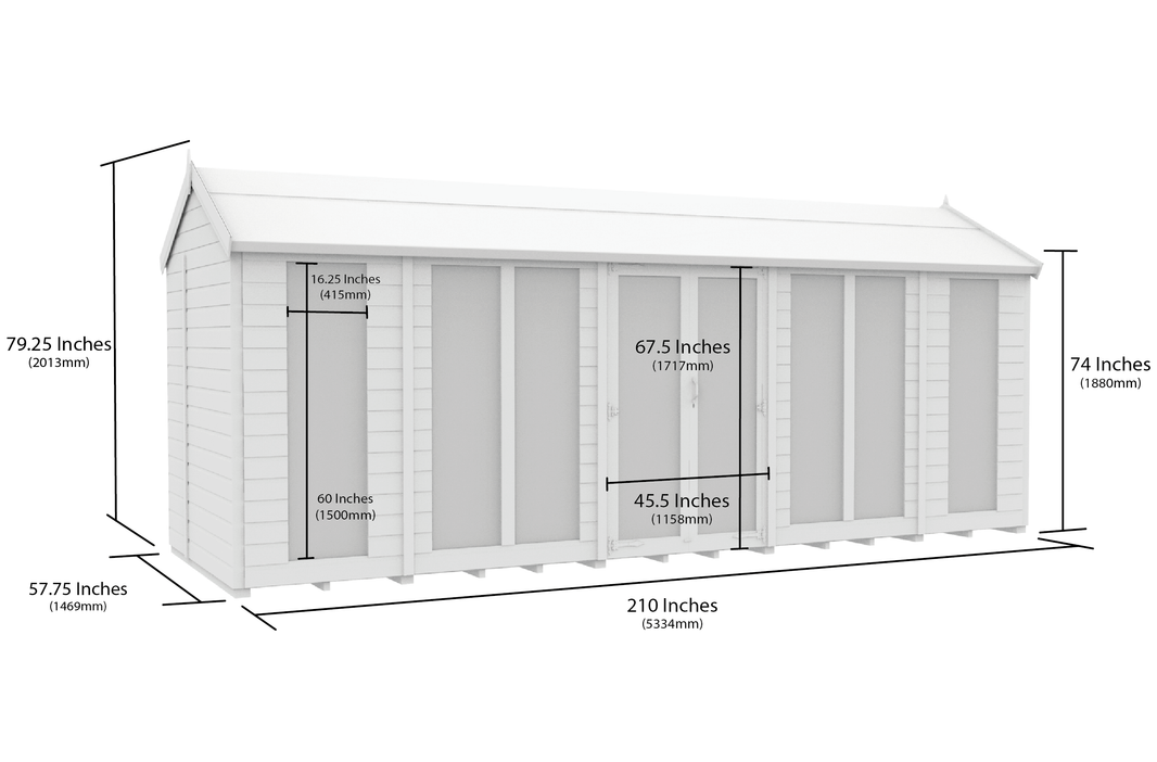 image 5ft x 18ft Apex Summer House (Full Height Window)