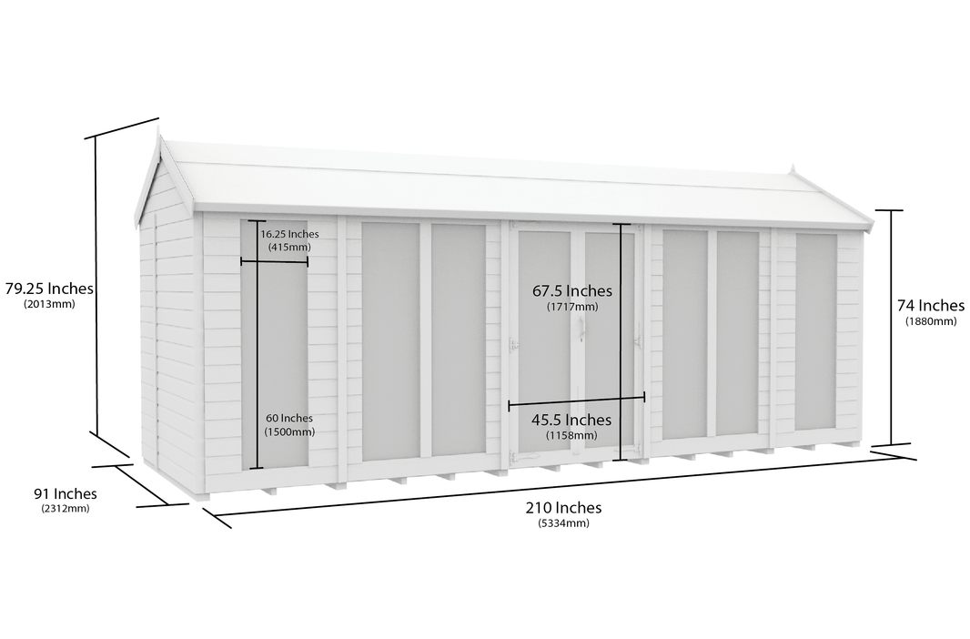 image 8ft x 18ft Apex Summer House (Full Height Window)