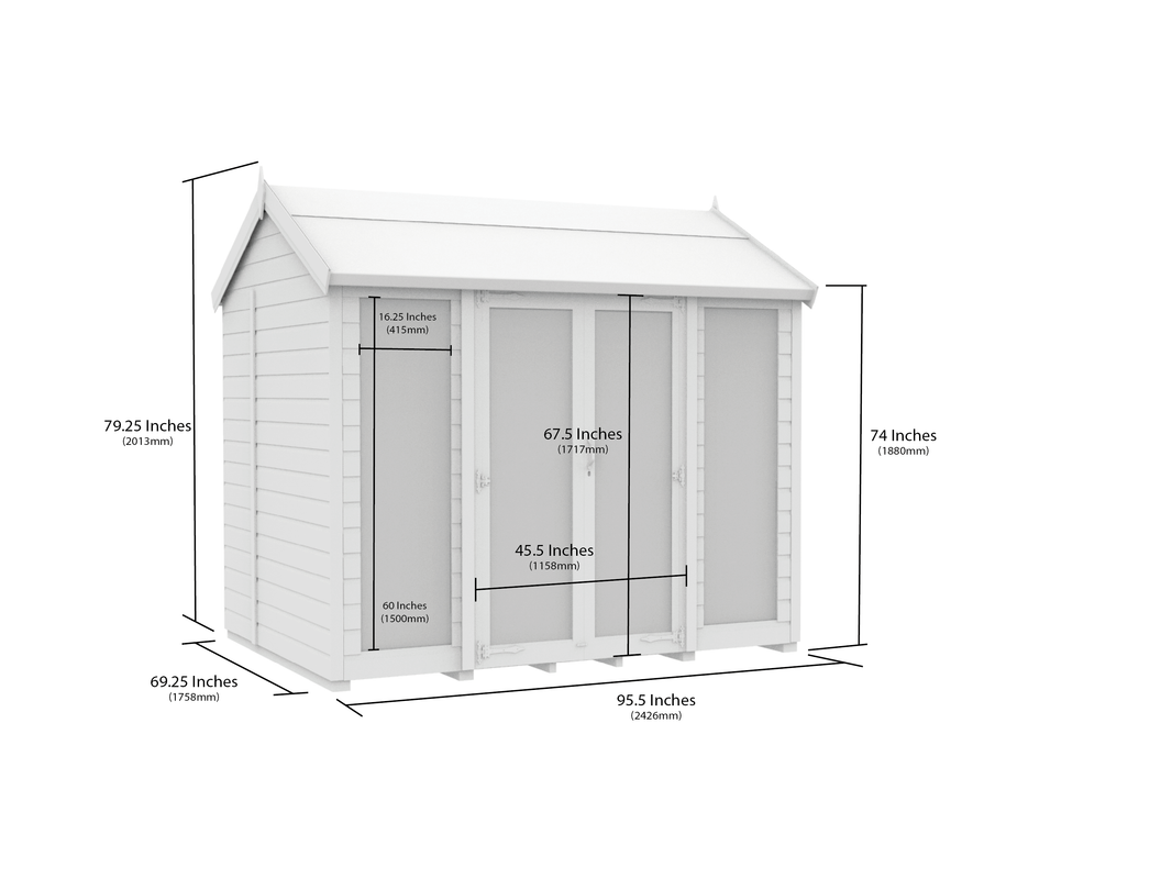image 6ft x 8ft Apex Summer House (Full Height Window)