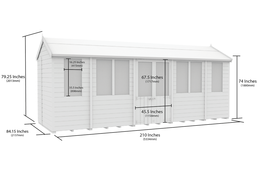 image 7ft x 18ft Apex Summer Shed