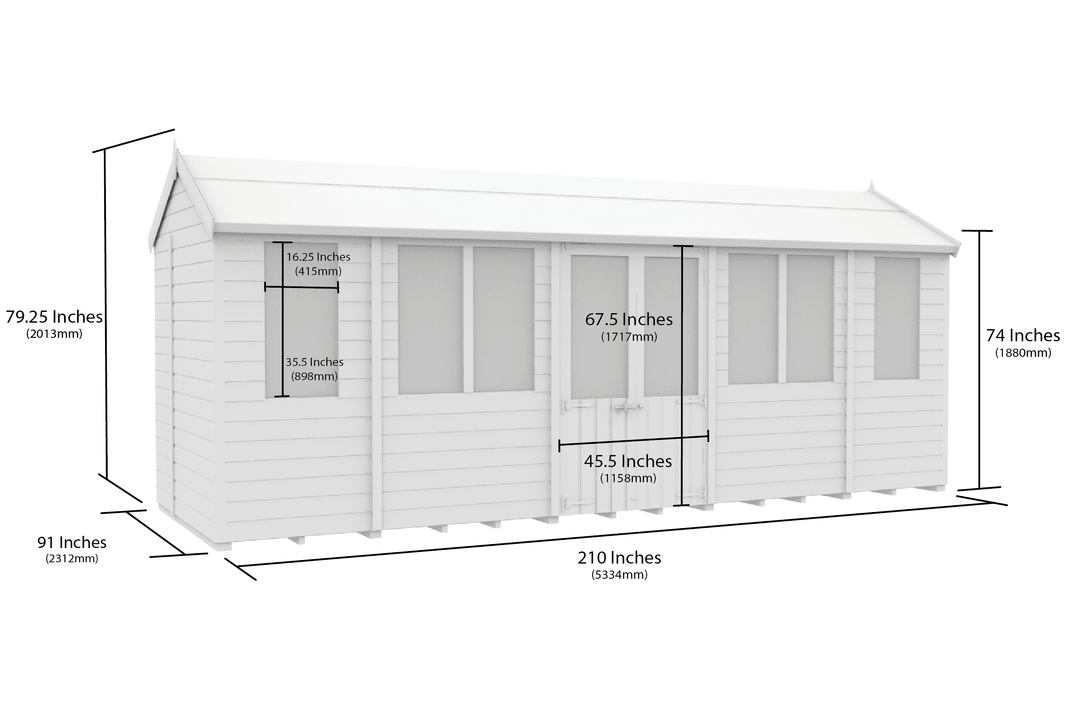 image 8ft x 18ft Apex Summer Shed