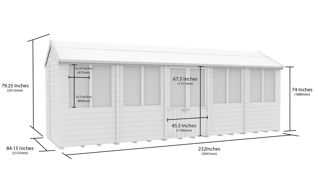 image 7ft x 20ft Apex Summer Shed