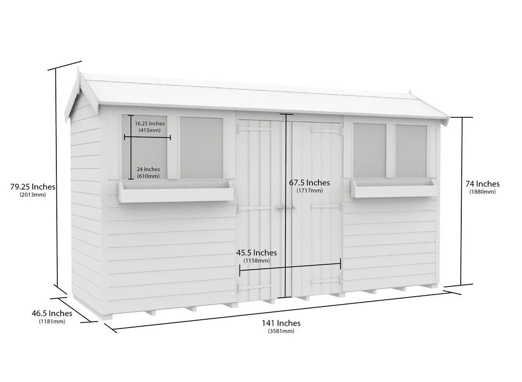 image 4ft x 12ft Apex Summer Shed