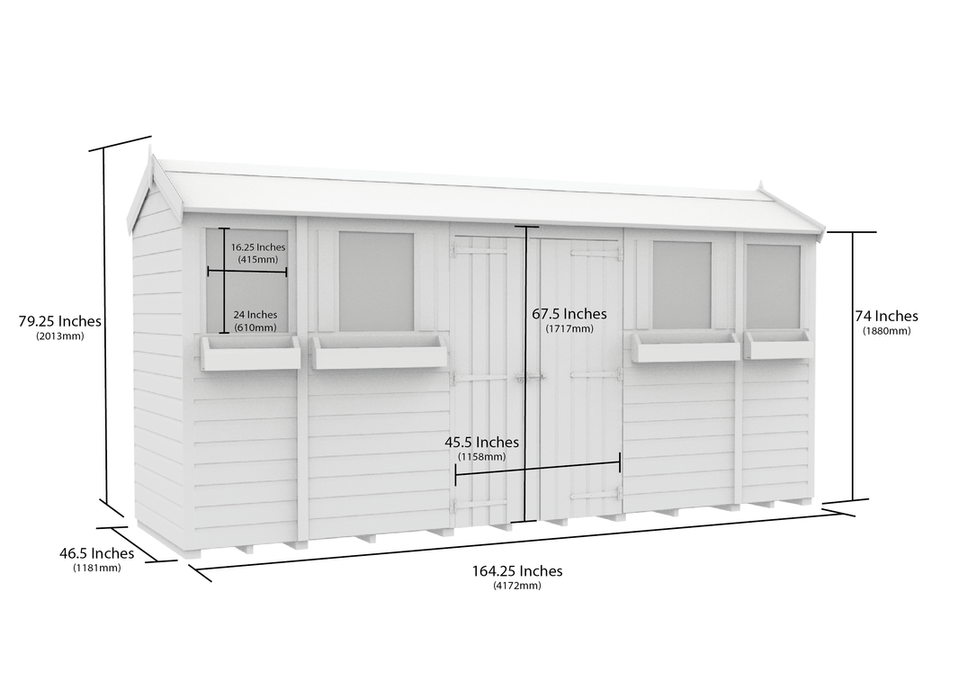 image 4ft x 14ft Apex Summer Shed