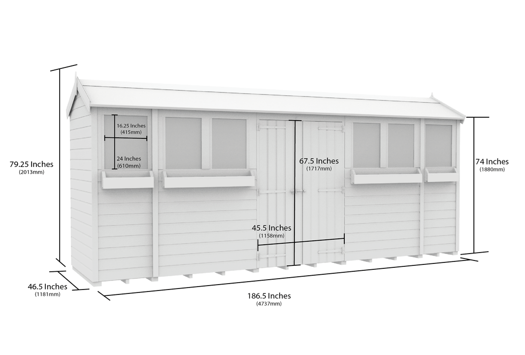 image 4ft x 16ft Apex Summer Shed