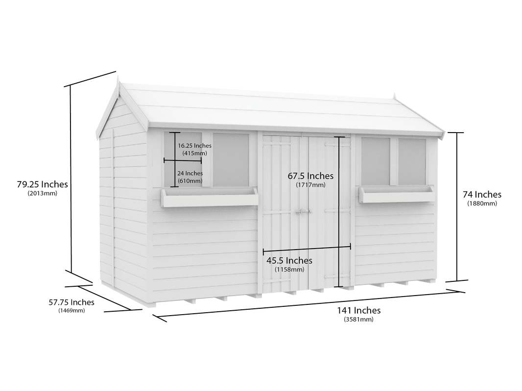 image 5ft x 12ft Apex Summer Shed