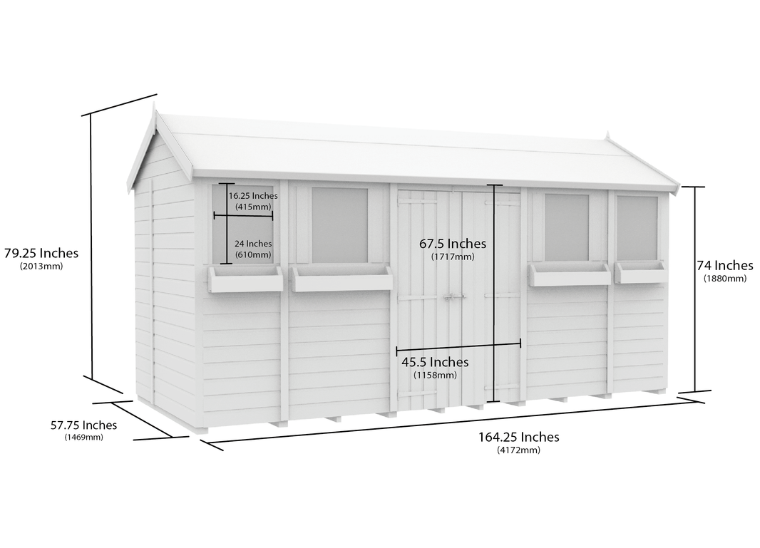 image 5ft x 14ft Apex Summer Shed