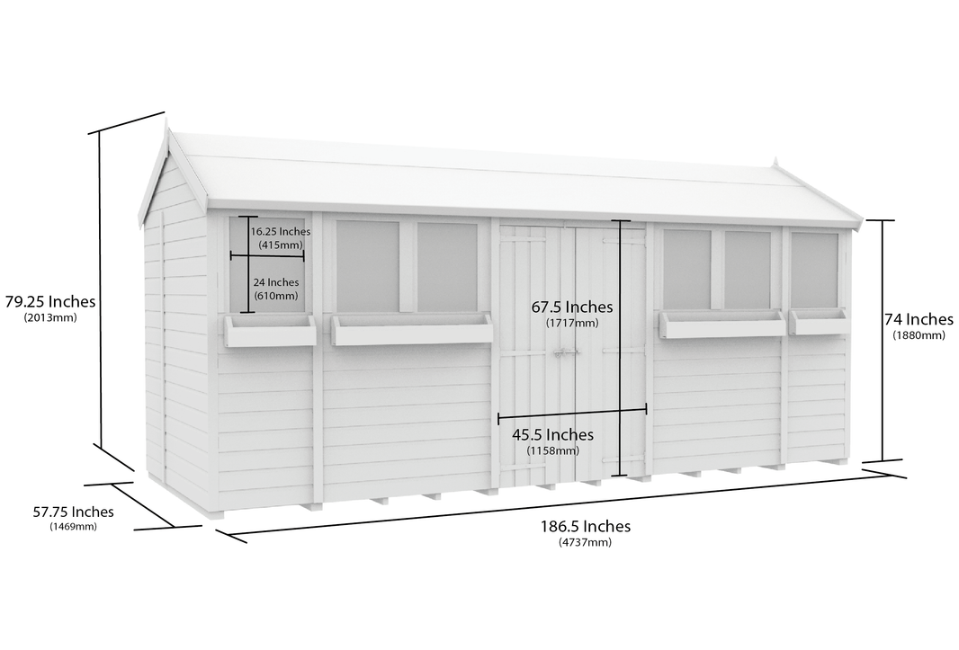image 5ft x 16ft Apex Summer Shed