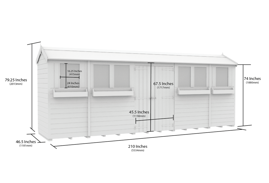 image 4ft x 18ft Apex Summer Shed