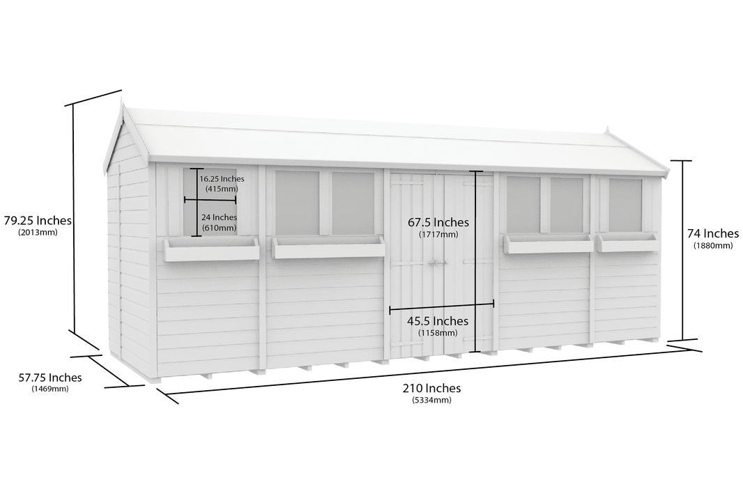 image 5ft x 18ft Apex Summer Shed
