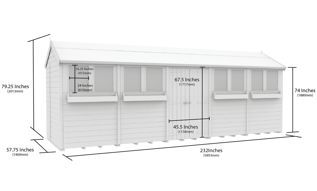 image 5ft x 20ft Apex Summer Shed