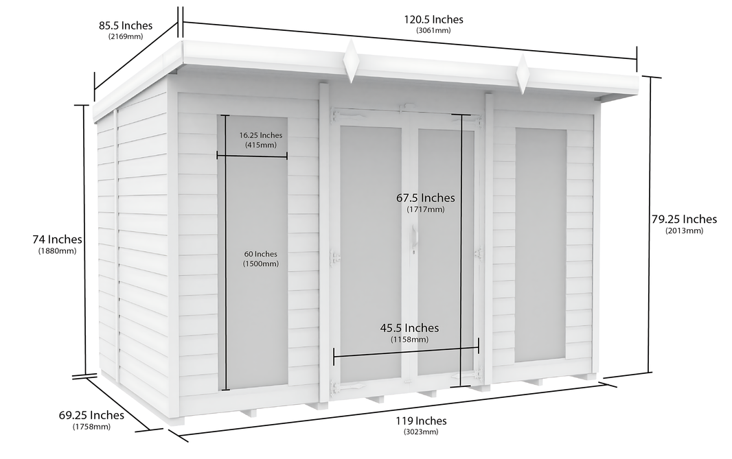 image 6ft x 10ft Pent Summer House (Full Height Window)