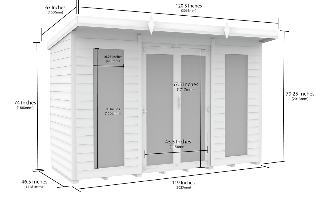 image 4ft x 10ft Pent Summer House (Full Height Window)