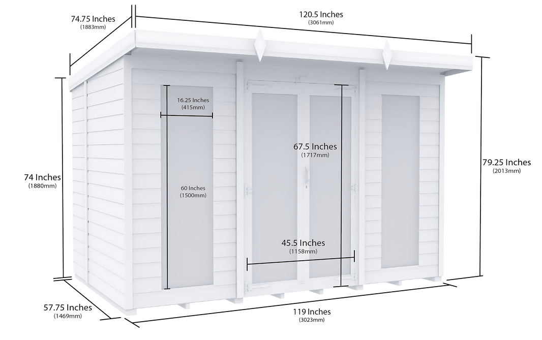 image 5ft x 10ft Pent Summer House (Full Height Window)