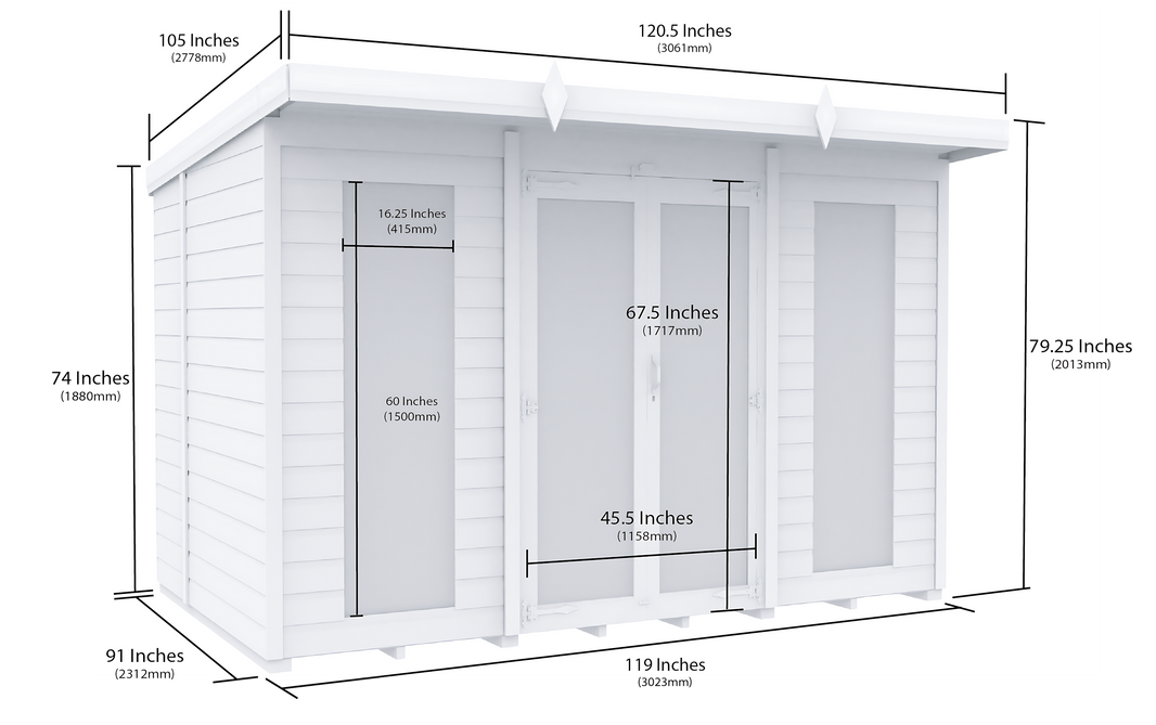 image 8ft x 10ft Pent Summer House (Full Height Window)