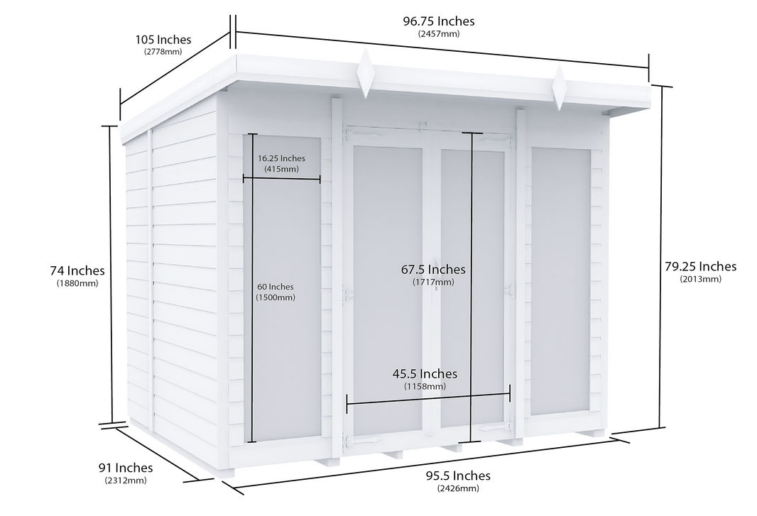 image 8ft x 8ft Pent Summer House (Full Height Window)