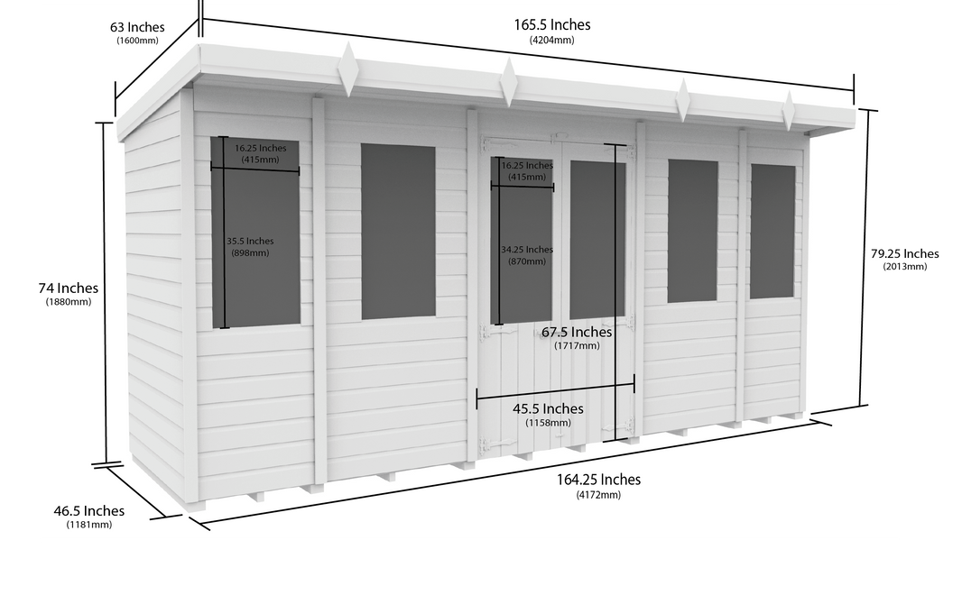 image 4ft x 14ft Pent Summer House