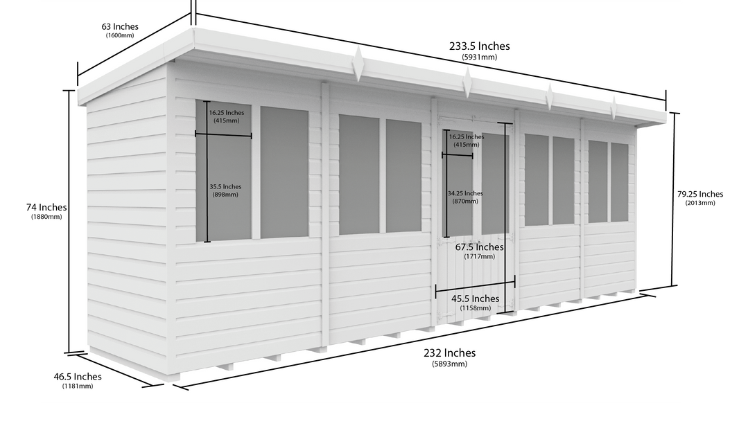 image 4ft x 20ft Pent Summer House