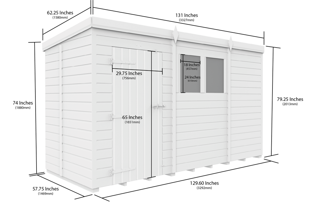 image 5ft x 11ft Pent Security Shed