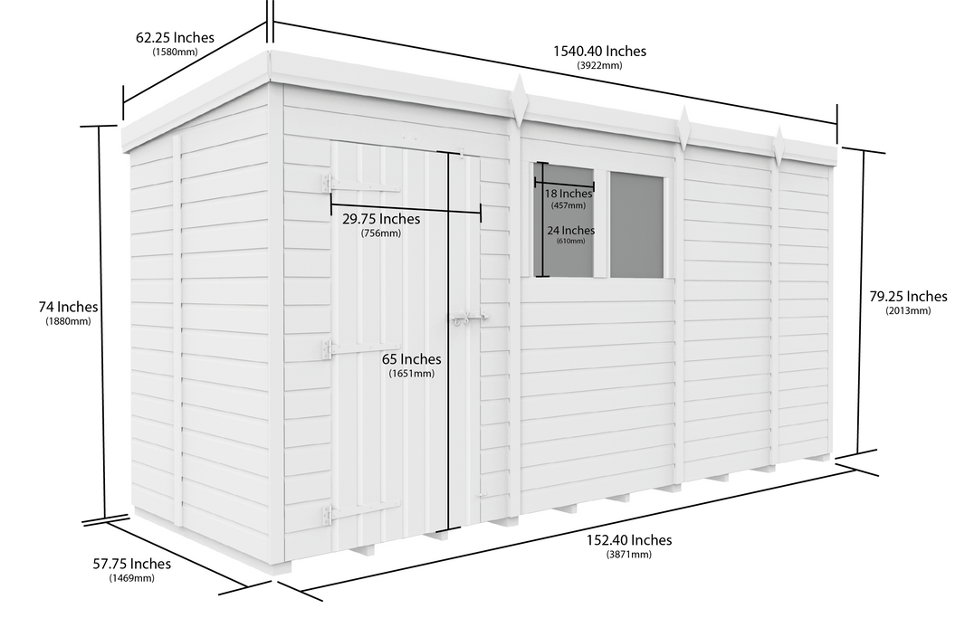 image 5ft x 13ft Pent Security Shed