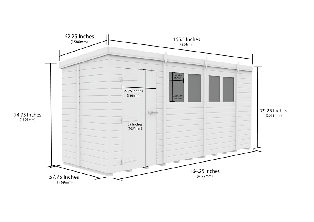 image 5ft x 14ft Pent Security Shed