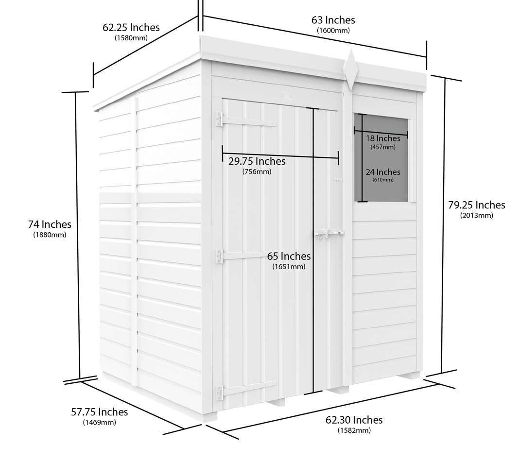 image 5ft x 5ft Pent Security Shed
