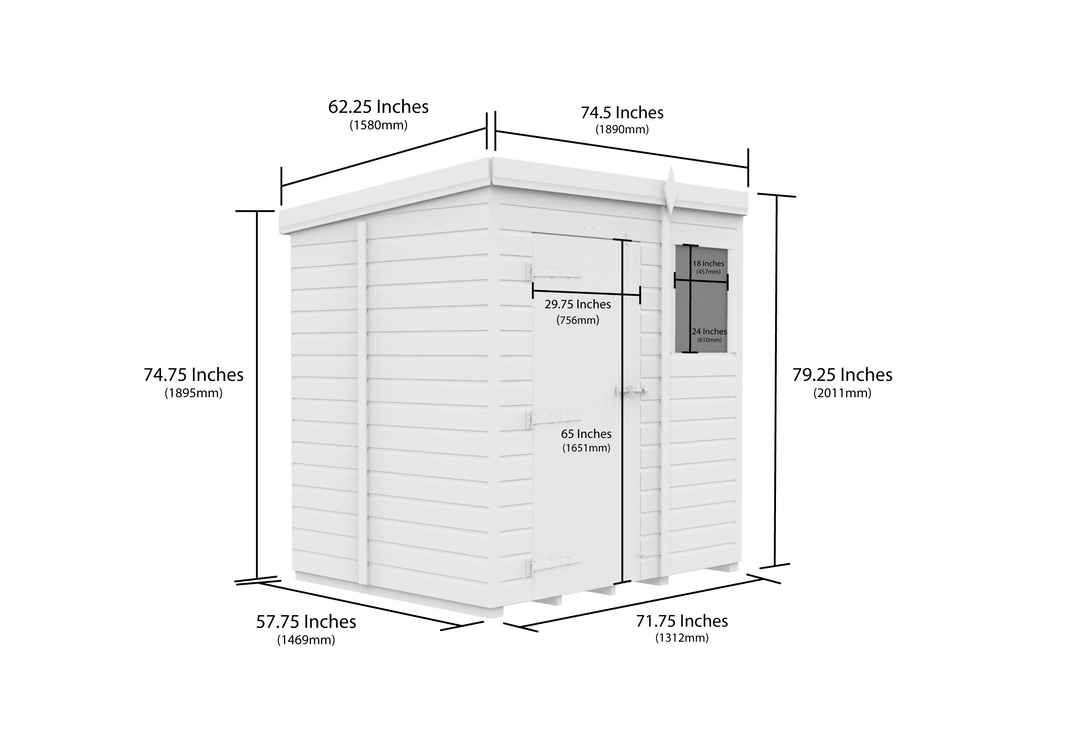 image 5ft x 6ft Pent Security Shed