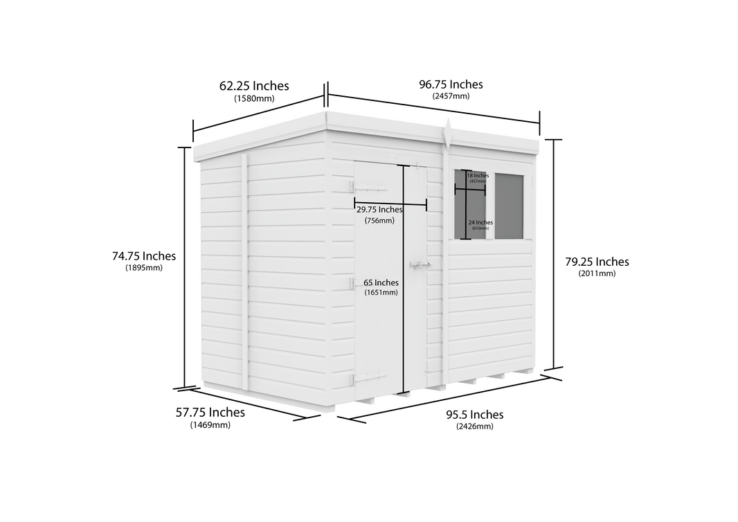 image 5ft x 8ft Pent Security Shed