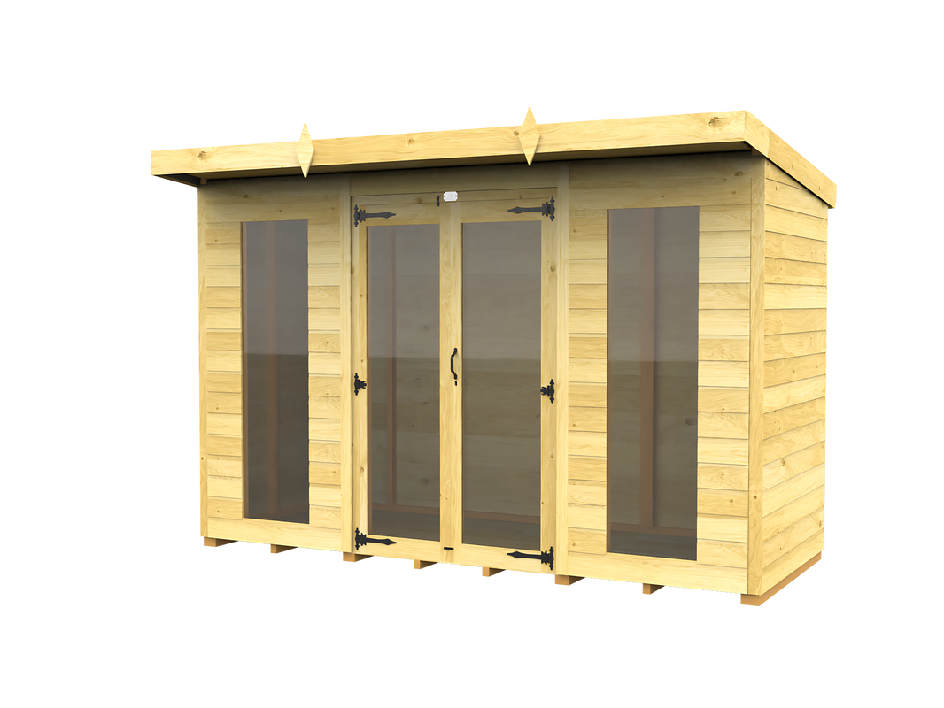 4ft x 10ft Pent Summer House (Full Height Window)