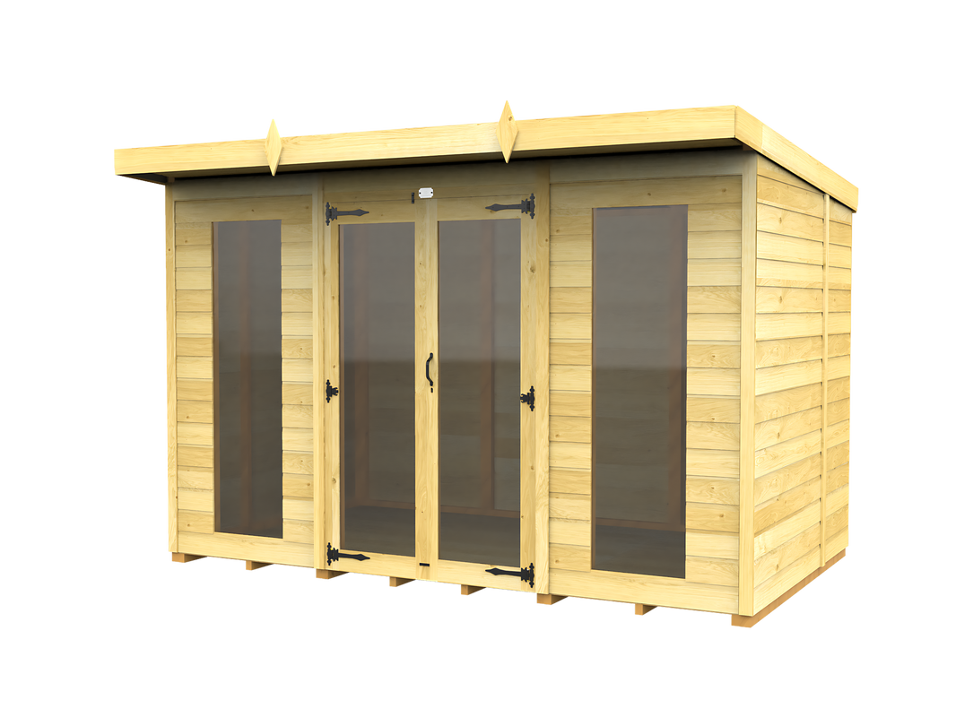 8ft x 10ft Pent Summer House (Full Height Window)