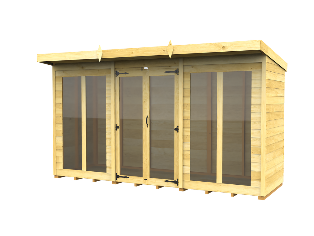 4ft x 12ft Pent Summer House (Full Height Window)