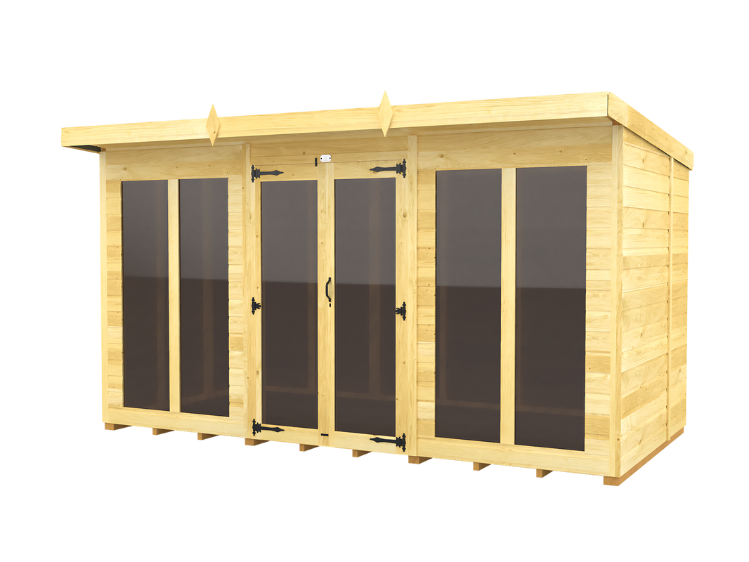 8ft x 12ft Pent Summer House (Full Height Window)